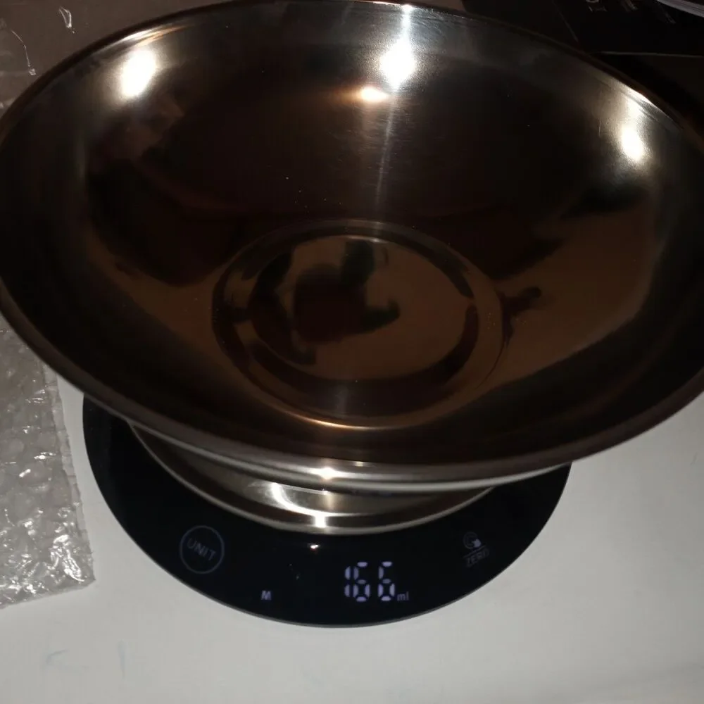 Chwares Digital Kitchen Scale Rechargeable USB Stainless Steel Bowl NIB